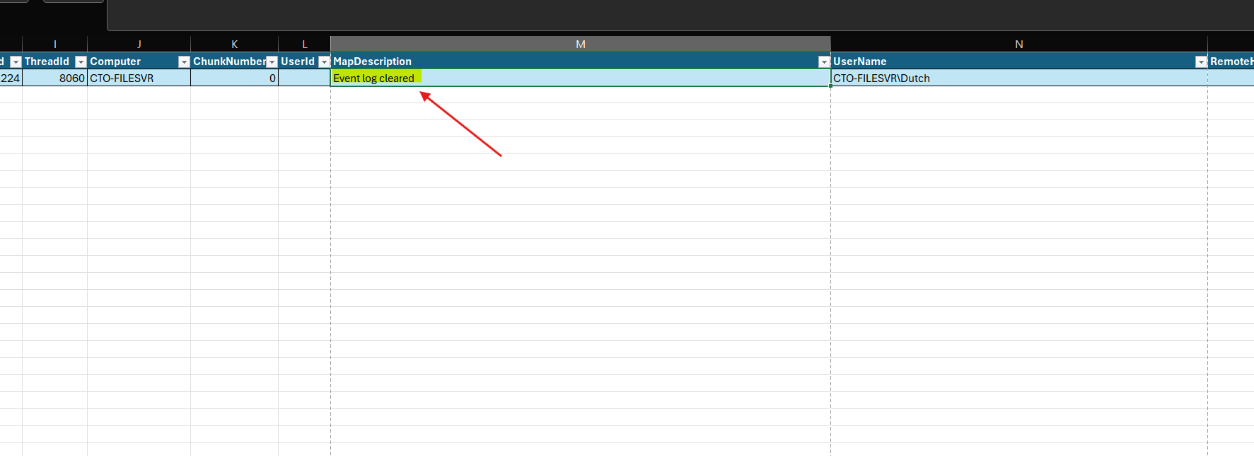 Event ID 1102 security log clear event