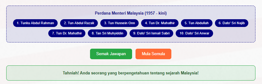 Pemimpin quiz screen one