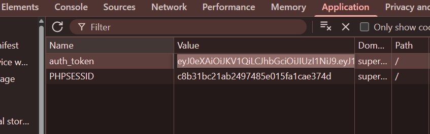 Authentication token in the browser